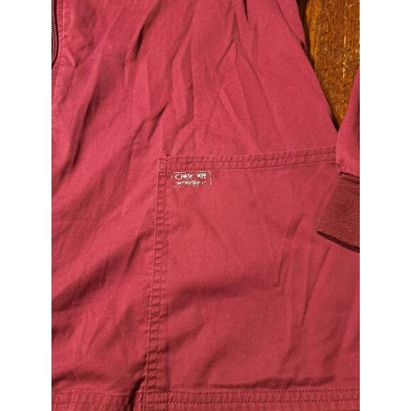 Cherokee Workwear Scrubs L Wine Zip Front Scrub Jacket 4315 Pockets Core Stretch - Picture 2 of 4